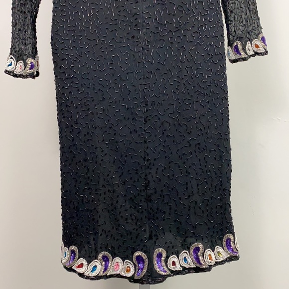 * Vintage Baluchi Creation 100% Silk Sequin Beaded Dress 80’s 90’s Vintage Dress - Picture 16 of 17